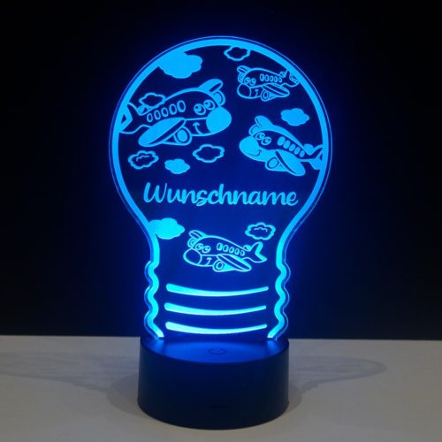 Kinder Nachtlicht Glühbirne mit Namensgravur - Flugzeuge