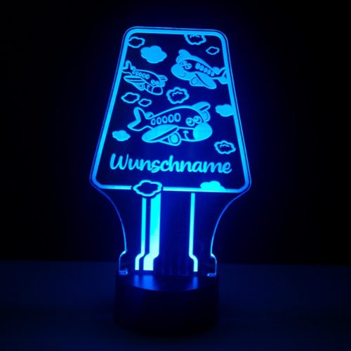 Kinder Nachtlicht Lampe mit Namensgravur Flugzeuge