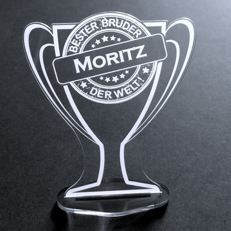 Bild von   acryl pokal mit namensgravur bjpg | Individuelle 🎁 persönliche 🎁 personalisierte Geschenke bedruckt ▪ bestickt ▪ graviert