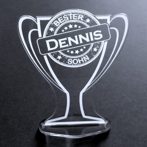 Acryl-Pokal mit Namensgravur Bester Sohn