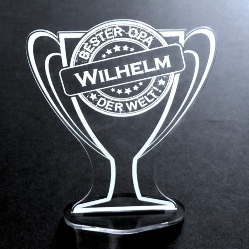 Acryl-Pokal mit Namensgravur Bester Opa