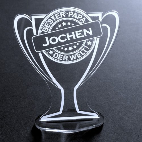 Acryl-Pokal mit Namensgravur Bester Papa
