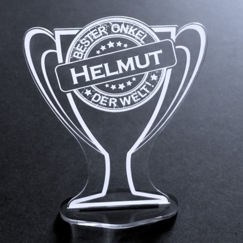 Acryl-Pokal mit Namensgravur Bester Onkel