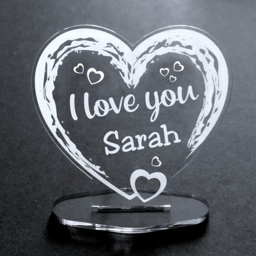 Acryl-Herz mit Wunschnamen - I love you