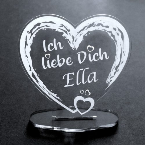 Acryl-Herz mit Deinem Wunschnamen Ich liebe Dich