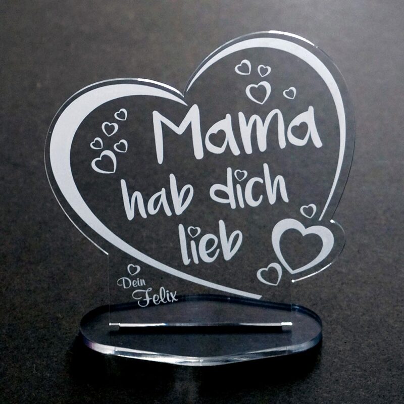 Bild von   acryl herz ea mama hab dich ljpg | Individuelle 🎁 persönliche 🎁 personalisierte Geschenke bedruckt ▪ bestickt ▪ graviert