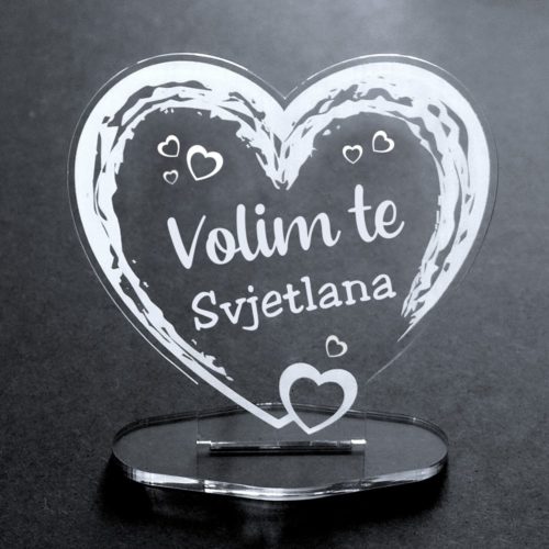 Herz-Aufsteller Acryl mit Namen - volim te