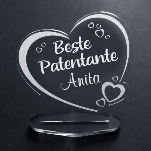 Deko-Aufsteller aus Acryl Herz für die Beste Patentante