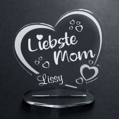 Acryl-Herz Liebste Mom - mit Wunschnamen