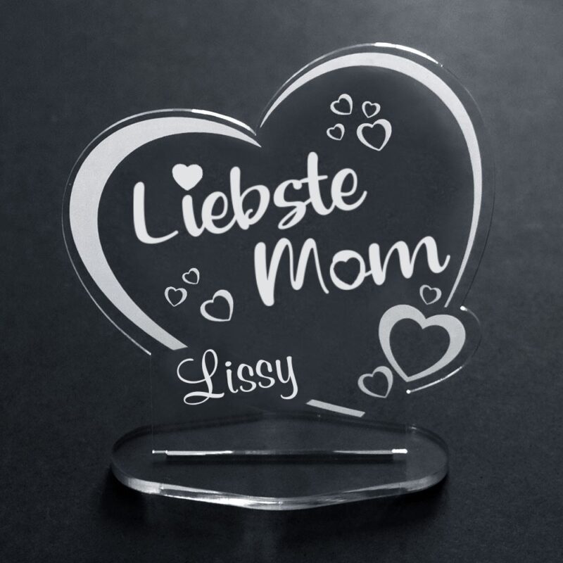 Bild von   acryl herz liebste mom mit wjpg | Individuelle 🎁 persönliche 🎁 personalisierte Geschenke bedruckt ▪ bestickt ▪ graviert