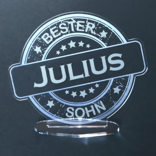 Acryl-Button mit Namensgravur Bester Sohn