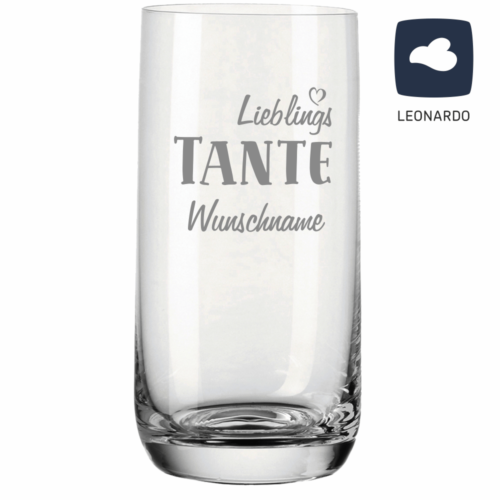 Trinkglas mit Gravur von Leonardo Lieblings-Tante