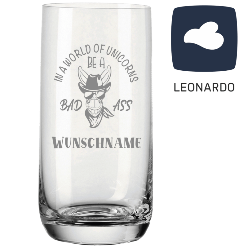 Bild von   trinkglas von leonardo mit wunpng | Individuelle 🎁 persönliche 🎁 personalisierte Geschenke bedruckt ▪ bestickt ▪ graviert