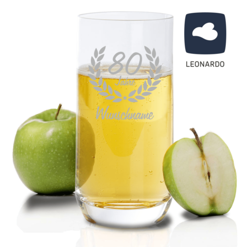 Personalisiertes Trinkglas von Leonardo zum 80. Geburtstag