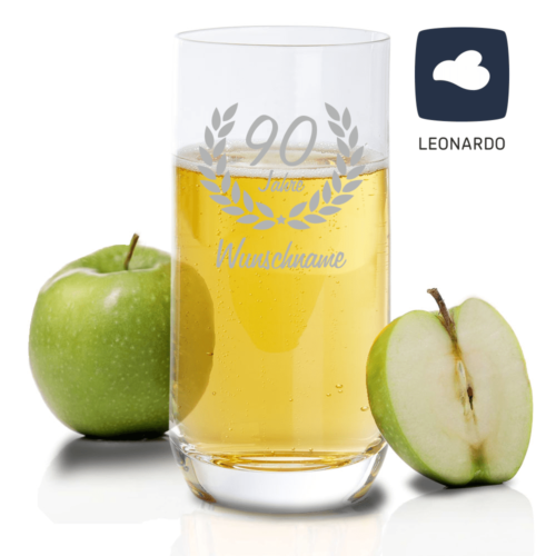 Personalisiertes Trinkglas von Leonardo zum 90. Geburtstag