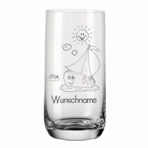 Trinkglas für Kinder mit Namen von Leonardo - Schiff