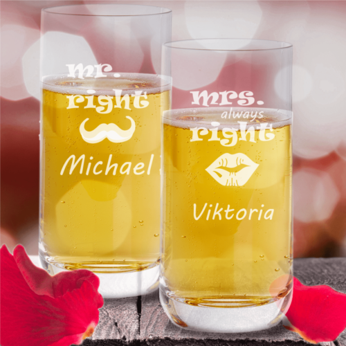 Trinkgläser von Leonardo mit deiner Wunschgravur - Mrs. und Mr....