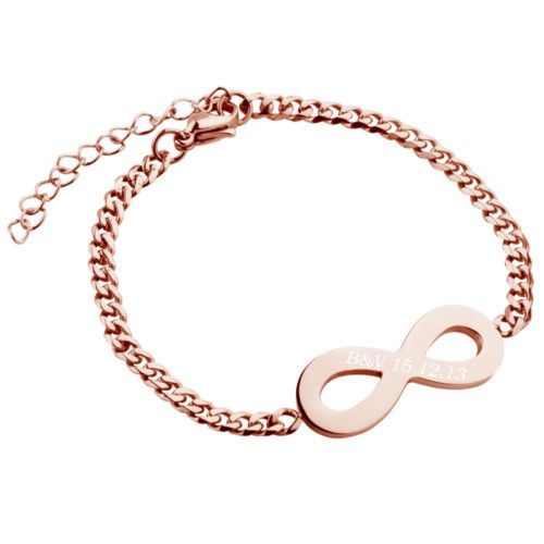 Panzer-Armband mit Gravur Infinity rosegold mit Verstellkettchen