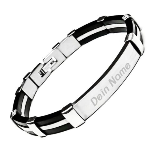Armband mit Gravur Edelstahl-Kautschuk AG-039