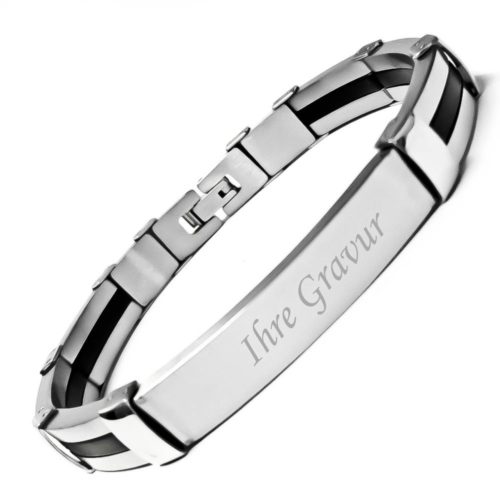 Armband mit Gravur Edelstahl-Kautschuk AG-049