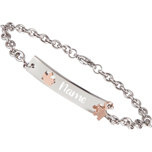 Armband mit Gravur Edelstahl Puzzle rose AG-078