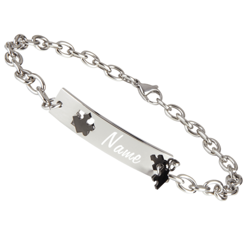 Armband mit Gravur Edelstahl Puzzle schwarz