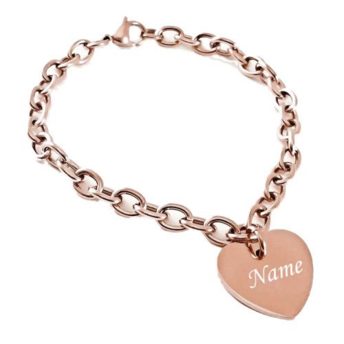 Herz-Armband mit Gravur Edelstahl rosegold