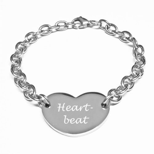 Herz-Armband mit Gravur Edelstahl Heart-Beat