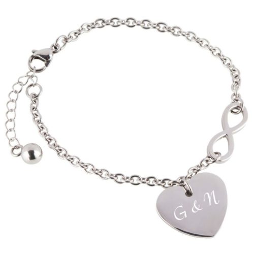 Herz-Armband mit Gravur Infinity silber