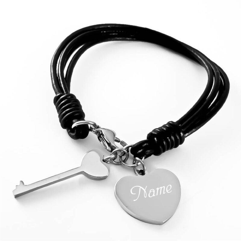 Bild von   leder armband mit gravur herzjpg | Individuelle 🎁 persönliche 🎁 personalisierte Geschenke bedruckt ▪ bestickt ▪ graviert