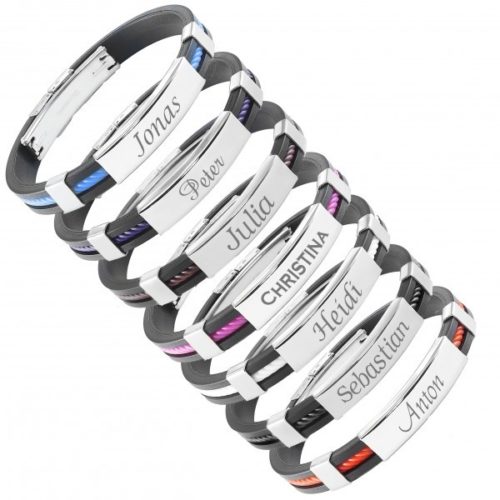 Armband mit Gravur Kautschuk Kordel