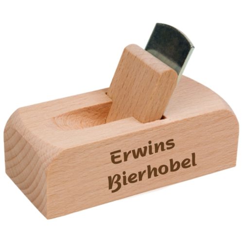 Flaschenöffner mit Gravur in Hobelform