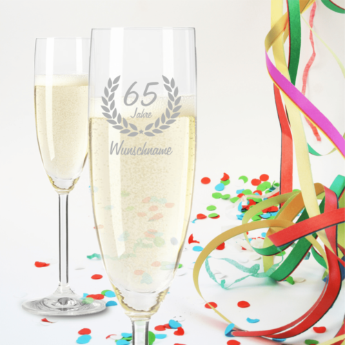 Sektglas von Leonardo mit Namensgravur zum 65. Geburtstag
