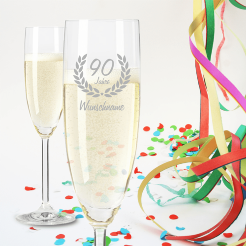 Sektglas von Leonardo mit Namensgravur zum 90. Geburtstag