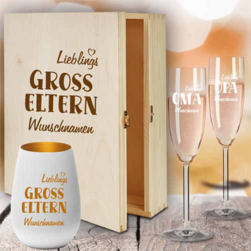 Geschenkbox Sektgläser von Leonardo mit Windlicht für Deine...