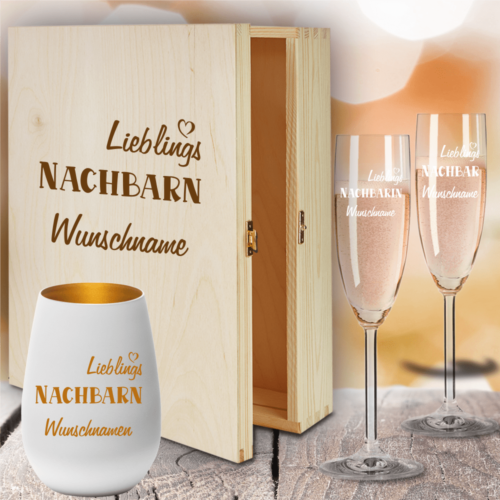 Geschenkbox Sektgläser von Leonardo mit Windlicht für Deine...