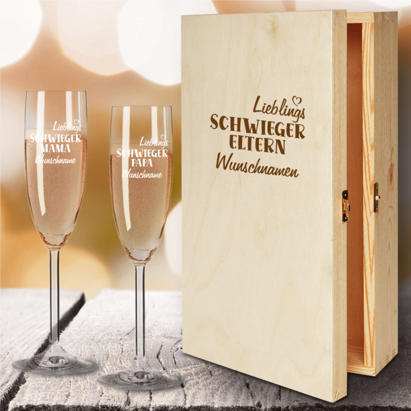 Bild von   geschenkbox sektglaeser von lepng | Individuelle 🎁 persönliche 🎁 personalisierte Geschenke bedruckt ▪ bestickt ▪ graviert