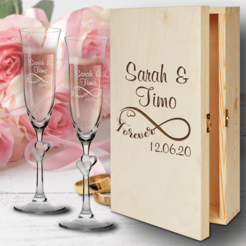Sektgläser-Set Herzen zur Hochzeit Infinity