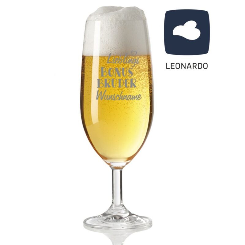 Bild von   bierglas mit gravur von leonarjpg | Individuelle 🎁 persönliche 🎁 personalisierte Geschenke bedruckt ▪ bestickt ▪ graviert