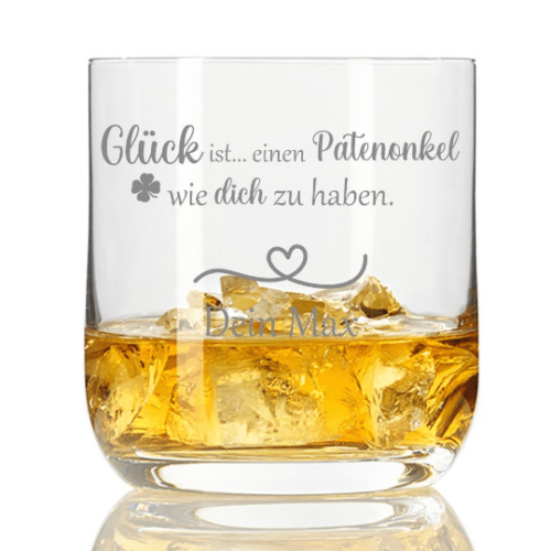 Whiskyglas mit Gravur Glück ist einen Patenonkel wie dich zu haben...