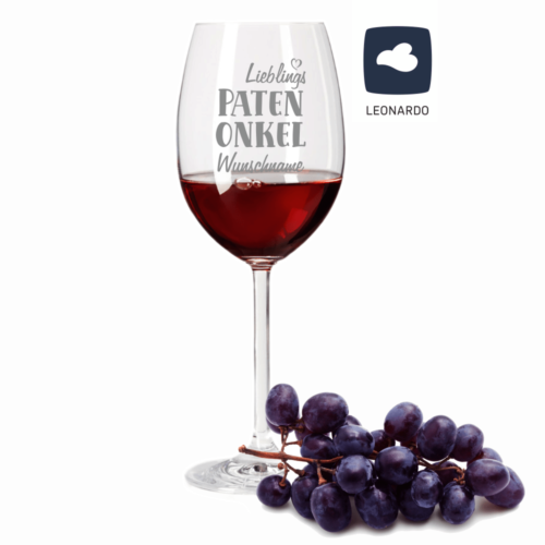 Rotweinglas von Leonardo Lieblings-Patenonkel mit Wunschnamen