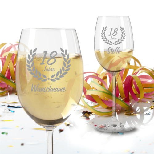 Personalisiertes Weißweinglas von Leonardo zum 18. Geburtstag