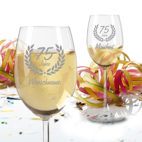 Personalisiertes Weißweinglas von Leonardo zum 75. Geburtstag