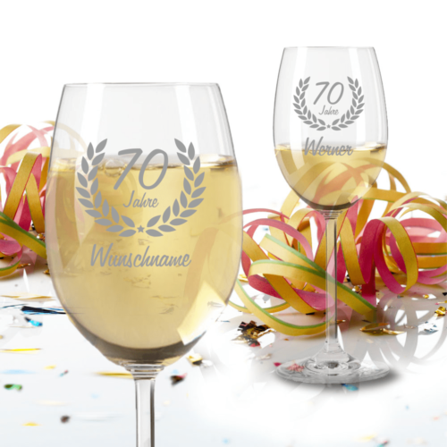 Personalisiertes Weißweinglas von Leonardo zum 70. Geburtstag
