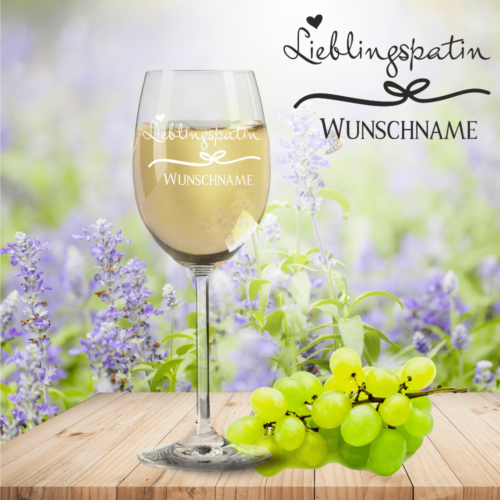 Weißweinglas von Leonardo Lieblingspatin mit Namensgravur
