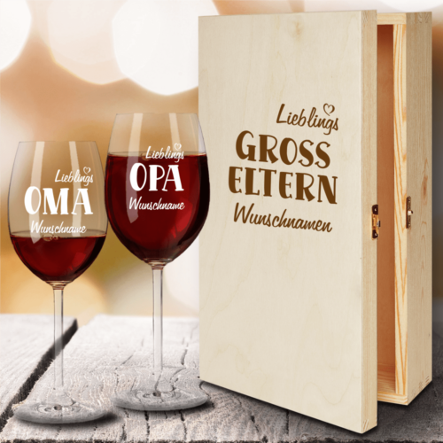 Geschenkbox Rotweingläser von Leonardo mit Gravur...