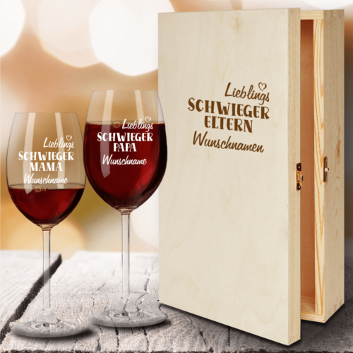 Geschenkbox Rotweingläser von Leonardo mit Gravur...