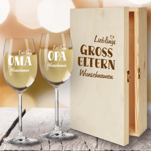 Geschenkbox Weißweingläser von Leonardo mit Gravur...