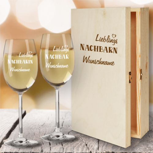 Geschenkbox Weißweingläser von Leonardo mit Gravur...