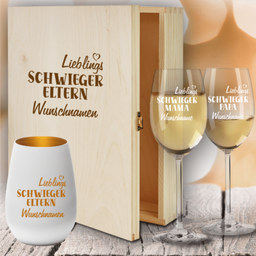Geschenkbox Weißweingläser von Leonardo mit Windlicht für Deine...